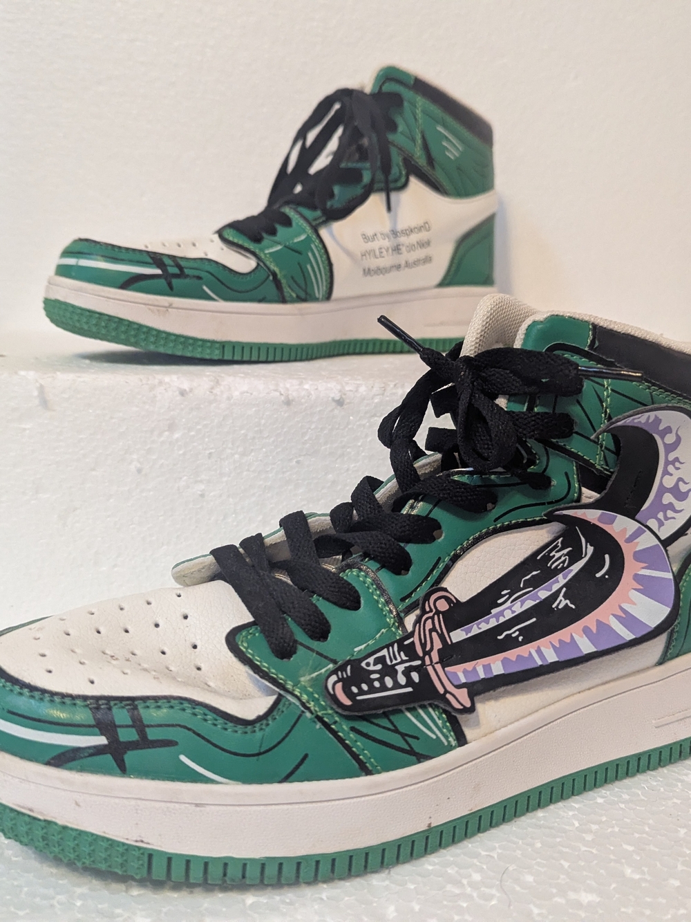 Nike Green White Black Graphic High-Top Athletic Shoes